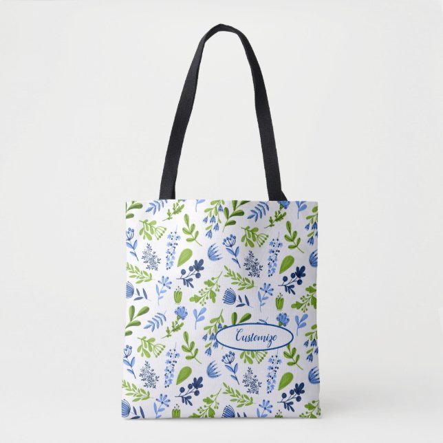 Bolsa Tote Impressão azul e verde (Frente)