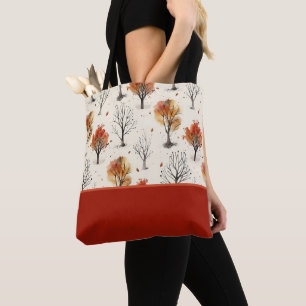 Bolsa Tote Impressão Botânica de Árvores de Outono Aconchegan
