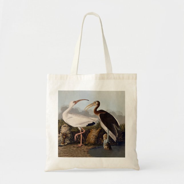 Bolsa Tote Impressão Clássica de Pássaro Íbis Branco de John  (Frente)