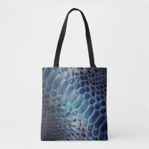 Bolsa Tote Impressão cobra de couro azul