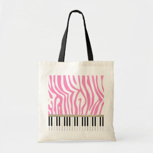Bolsa Tote Impressão cor-de-rosa da zebra das chaves do pian