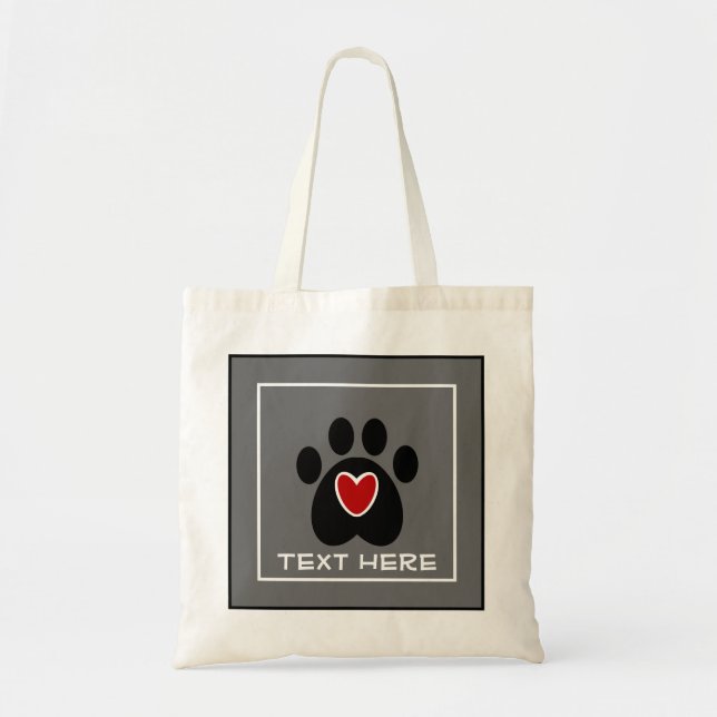Bolsa Tote Impressão customizável e coração da pata (Frente)