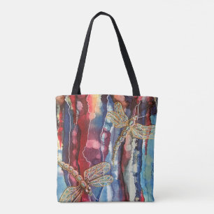 Bolsa Tote Impressão da arte, libélulas, saco de compra do
