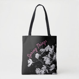 Bolsa Tote Impressão da Magnolia Negra