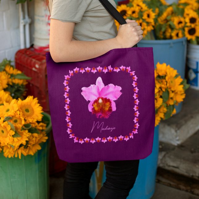 Bolsa Tote Impressão da Orquídea Cattleya Personalizada (Criador carregado)