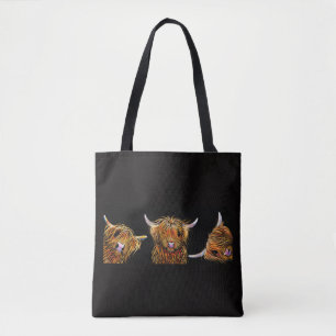Bolsa Tote Impressão da vaca das montanhas "sacola dos