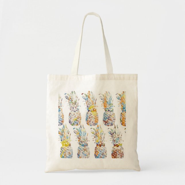 Bolsa Tote Impressão de ananás colorida (Frente)