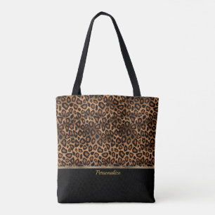 Bolsa Tote Impressão de Animais Castanhos Leopardo