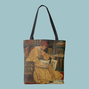 Bolsa Tote Impressão de Arte de Amante de Livros Antigos   Mu
