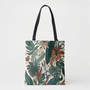 Bolsa Tote Impressão de Arte de Linha Botânica Ritmo Linear A