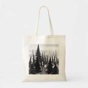 Bolsa Tote Impressão de Arte em Aquarela de Floresta de Pinhe