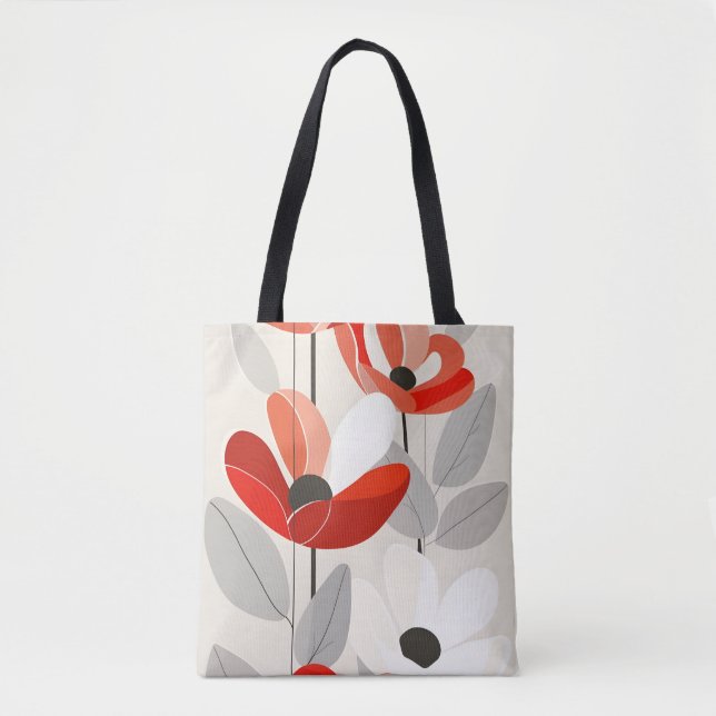 Bolsa Tote Impressão de Arte Floral Moderna (Frente)