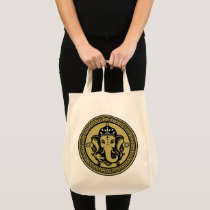 Bolsa Tote Impressão de Arte Hindu com Tema Ganesha