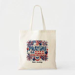 Bolsa Tote Impressão de Arte Patriótica Mãe Orando Vermelho,