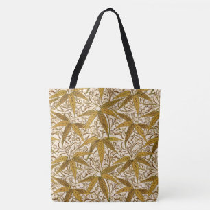 Bolsa Tote Impressão de Bambu William Morris, Dourado e Creme