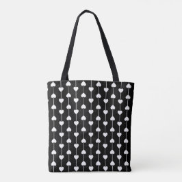 Bolsa Tote Impressão de Corações em Cordas Amor Corda de Cora