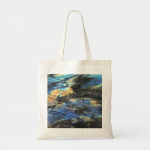 Bolsa Tote Impressão de Cristal Labradorite Amarelo Azul Esc