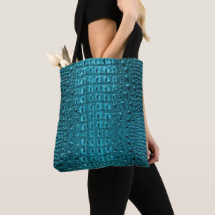 Bolsa Tote impressão de crocodilo azul de turquesa aqua