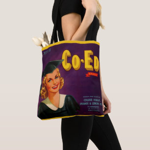 Bolsa Tote impressão de etiqueta de Marca cítrica coEd  1940s