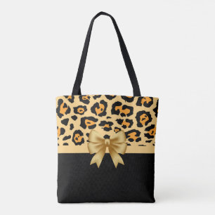 Bolsa Tote Impressão de Fita e Leopardo