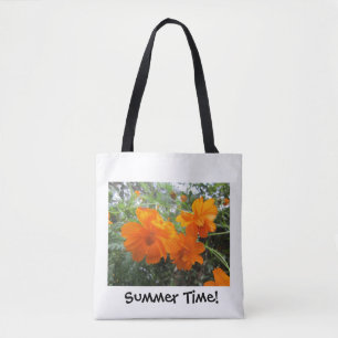 Bolsa Tote Impressão de Fotografia de Flor do Orange Cosmos e