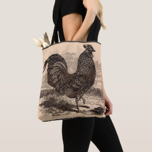 Bolsa Tote impressão de galo do século XIX