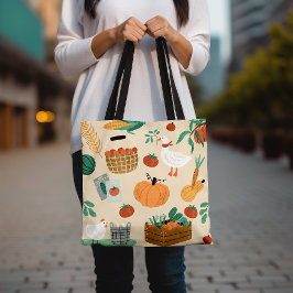 Bolsa Tote Impressão de legumes reutilizáveis para o mercado 