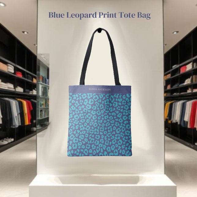 Bolsa Tote Impressão de Leopardo Azul (Blue Leopard Print- Tote Bag )