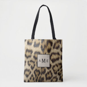 Bolsa Tote  Impressão de leopardo com monograma 
