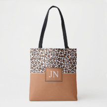 Impressão de leopardo marrom na moda com iniciais