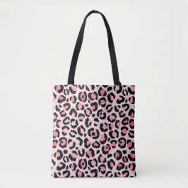 Bolsa Tote Impressão de Leopardo Negro e Rosa-Chic