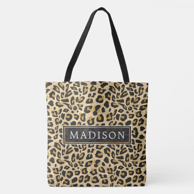 Bolsa Tote Impressão de leopardo personalizada (Frente)