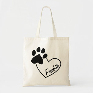 Bolsa Tote Impressão de Pata de Animal de Estimação no Coraçã