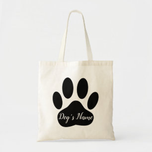 Bolsa Tote Impressão de Pata de Cão com Nome Personalizado