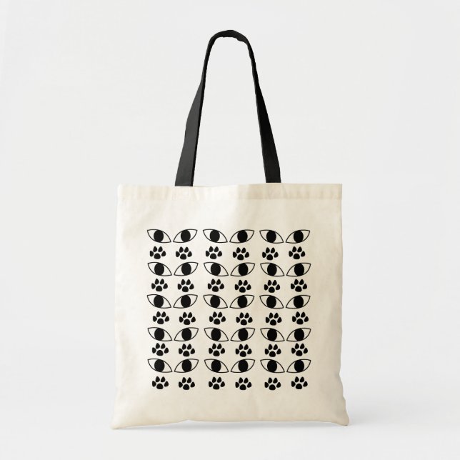 Bolsa Tote Impressão de Pata de Gato Preto e Branco     (Frente)