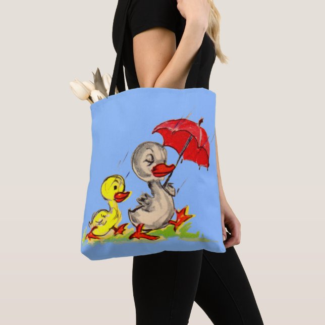 Bolsa Tote impressão de pato e pato (Close Up)