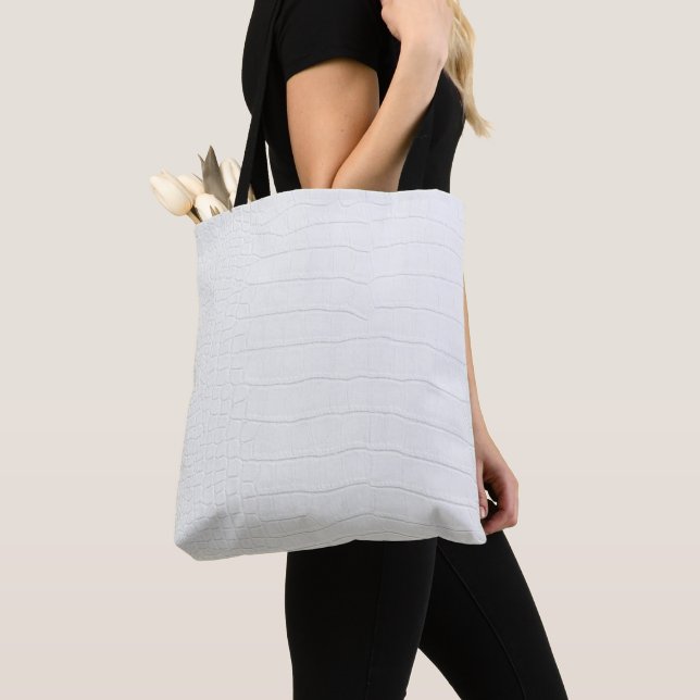 Bolsa Tote Impressão de Pele de Crocodilo Branco (Close Up)