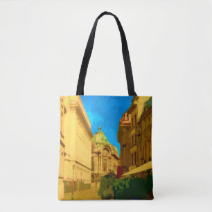 Bolsa Tote Impressão de Pintura Digital de Palácio Bucareste