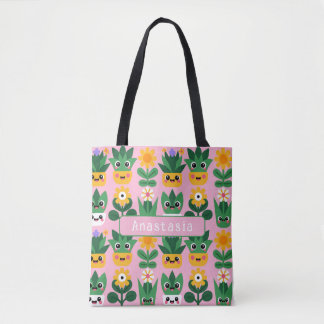 Bolsa Tote Impressão de planta em vaso personalizável fofa