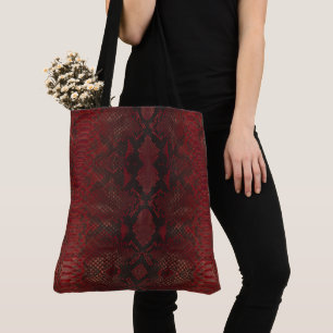 Bolsa Tote Impressão de Python Vermelho e Negro