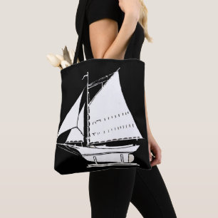 Bolsa Tote impressão de silhueta de veleiro