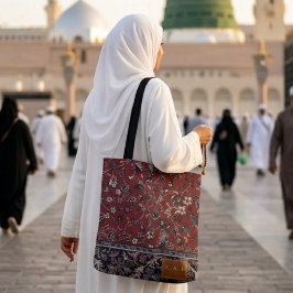 Bolsa Tote Impressão de Tapete Vintage Vermelho de Madinah
