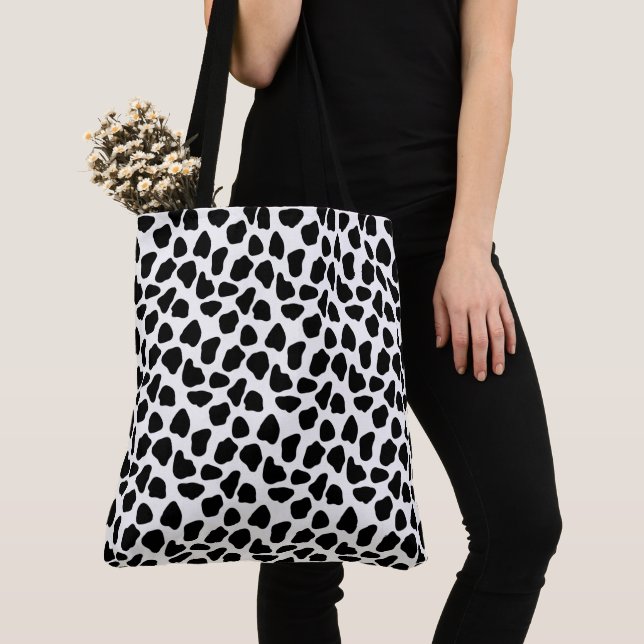 Bolsa Tote Impressão de Vaca Preto e Branco (Close Up)