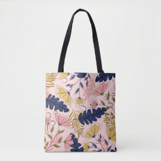 Bolsa Tote Impressão de Vintage das Folhas Tropicais