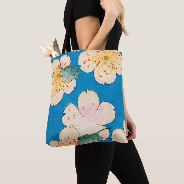 Bolsa Tote Impressão de Woodblock da cor das flores do (Close Up)