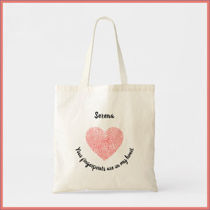 Bolsa Tote Impressão digital moderna do coração