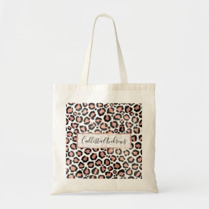 Bolsa Tote Impressão do Leopardo Preto-Rosa de-Quic Moderno