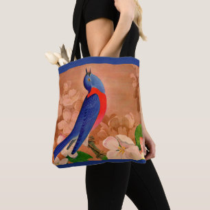 Bolsa Tote impressão do pássaro azul da felicidade