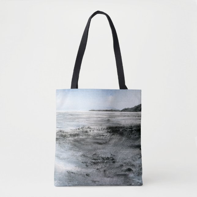 Bolsa Tote Impressão em Abstrato de praia com aquarela (Frente)