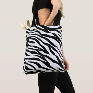 Bolsa Tote Impressão em animais de zebra branca e negra